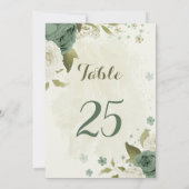 Tischnummer-Karte mit grün-weißen Blume Einladung (Rückseite)