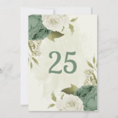 Tischnummer-Karte mit grün-weißen Blume Einladung (Vorderseite)