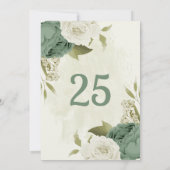 Tischnummer-Karte mit grün-weißen Blume Einladung (Rückseite)