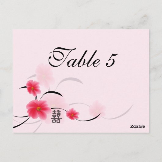 Tischnummer Karte Rosa Blossom Doppeltes Glück (Rückseite)