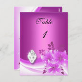 Tischnummer-Karte Rosa Blumenzange Diamant Jewel Postkarte (Vorne/Hinten)