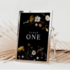 Tischnummer-Karten der schwarzen Wildblume Einladung