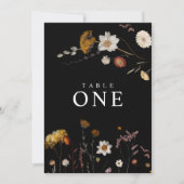 Tischnummer-Karten der schwarzen Wildblume Einladung (Vorderseite)