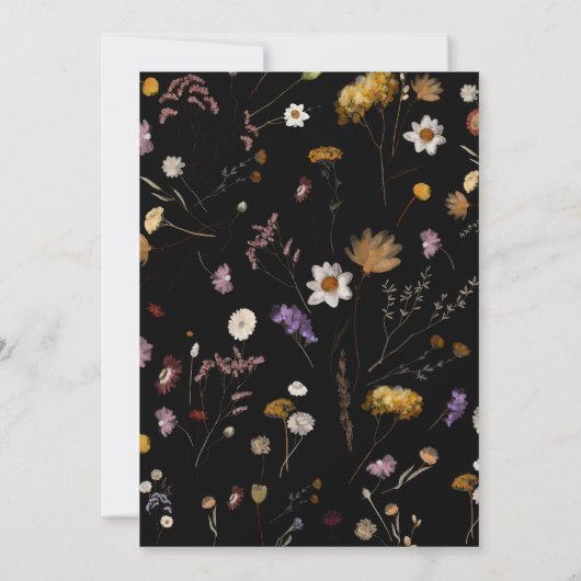 Tischnummer-Karten der schwarzen Wildblume Einladung (Rückseite)