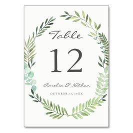 Tischnummer-Karten für das grüne Blattwerk Tischnummer