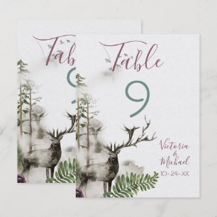 Tischnummer-Karten für den Wald, Aquarellwald Postkarte