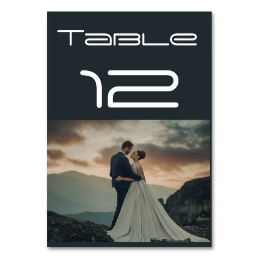 Tischnummer-Karten für Hochzeiten von Foto Tischnummer (Vorderseite)