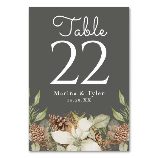 Tischnummer-Karten für Winterpine Tischnummer (Vorderseite)