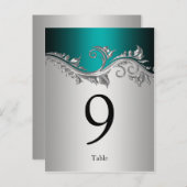 Tischnummer Karten Vintag Aquamarines Schwarzes Si (Vorne/Hinten)