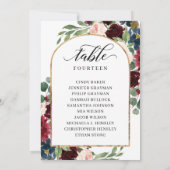 Tischnummer-Kartenkarten für Burgund-Floral Einladung (Rückseite)