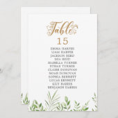 Tischnummer-Kartenkarten für goldene Grünpflanzen (Vorne/Hinten)