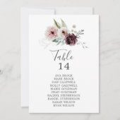 Tischnummer-Kartenkarten mit floraler Romance (Vorderseite)