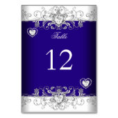 Tischnummer Königlichblaue Hochzeit Silberdiamant (Rückseite)