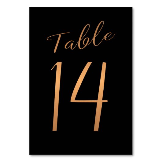 Tischnummer Kupfergold Glitzer schwarz (Vorderseite)