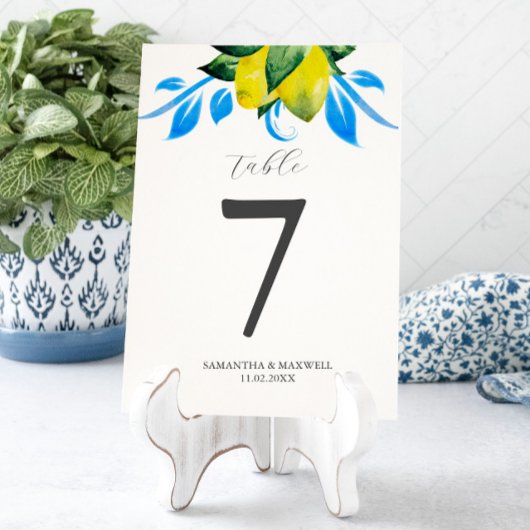 Tischnummer Lemons Italienische Hochzeit