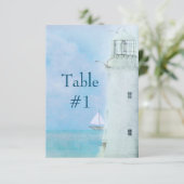 Tischnummer-Leuchtturm-Hochzeit Einladung (Stehend Vorderseite)