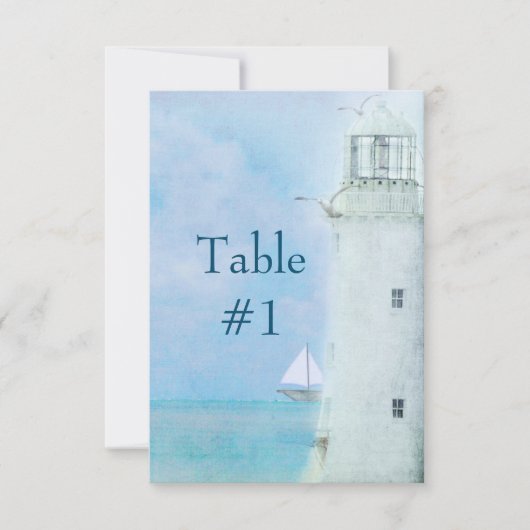 Tischnummer-Lighthouse-Hochzeit Einladung (Vorderseite)