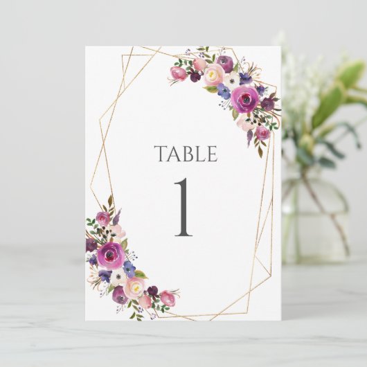 Tischnummer Lila & Blue Rose (Stehend Vorderseite)