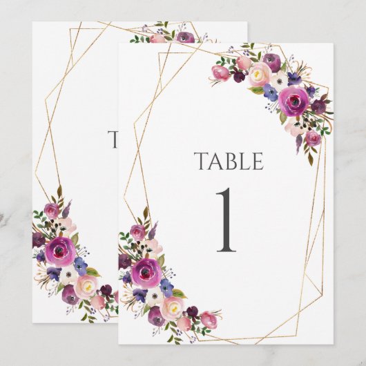 Tischnummer Lila & Blue Rose (Vorne/Hinten)