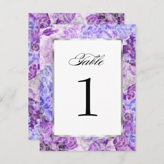 Tischnummer Lila Floral Damask (Vorne/Hinten)