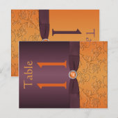 Tischnummer lila und Mandarine Postkarte (Vorne/Hinten)