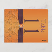 Tischnummer lila und Mandarine Postkarte (Rückseite)