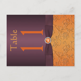 Tischnummer lila und Mandarine Postkarte