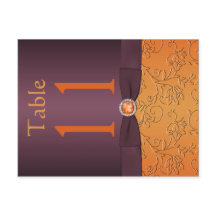 Tischnummer lila und Mandarine Postkarte