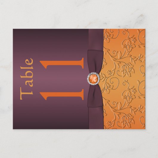 Tischnummer lila und Mandarine Postkarte (Vorderseite)