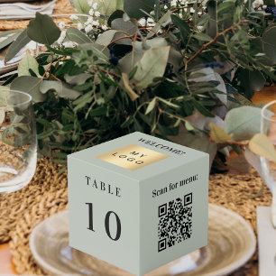 Tischnummer-Logo QR-Code-Menü Olivgrün Würfel
