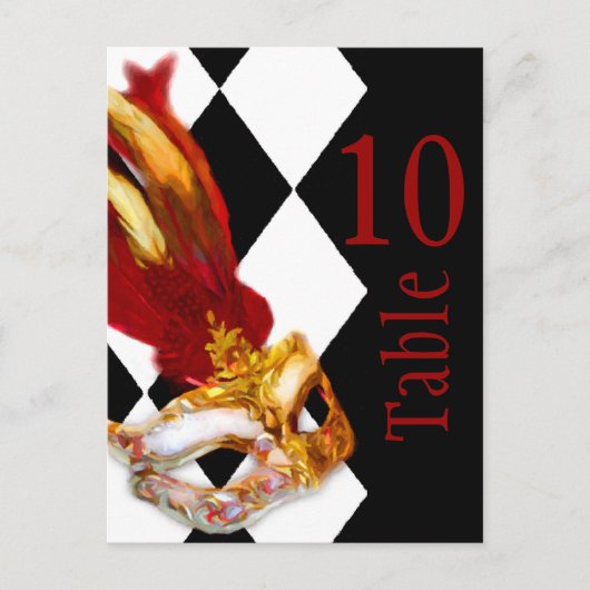 Tischnummer Masquerade Schwarz-weiß Red (Vorderseite)