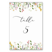 Tischnummer Minimalistischer Wildblumen (Rückseite)