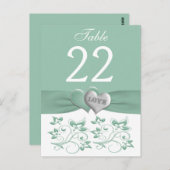 Tischnummer: Minze, White Floral Hearts Postkarte (Vorne/Hinten)