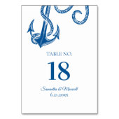 Tischnummer mit blauer und weißer Ankerfarbe (Rückseite)