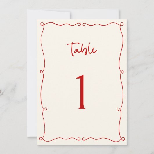 Tischnummer mit roten Hand (Vorderseite)