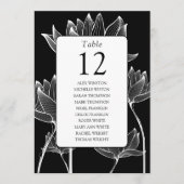 Tischnummer mit Schwarz-Weiß-Blumen (Vorderseite)