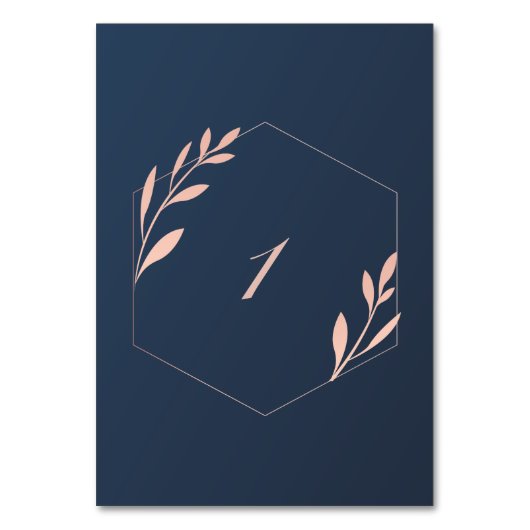 Tischnummer Navy Blue und Blush Pink (Vorderseite)