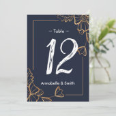 Tischnummer Navy & Golden Blues (Stehend Vorderseite)