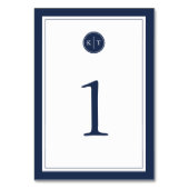 Tischnummer Navy und White Monogram (Rückseite)