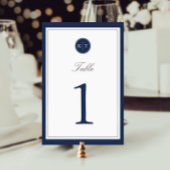 Tischnummer Navy und White Monogram