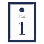 Tischnummer Navy und White Monogram (Vorderseite)