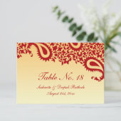 Tischnummer Paisley Wedding Flat Card (Stehend Vorderseite)
