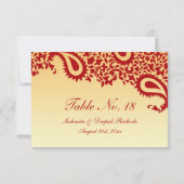 Tischnummer Paisley Wedding Flat Card (Rückseite)