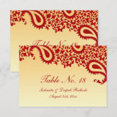Tischnummer Paisley Wedding Flat Card (Vorne/Hinten)