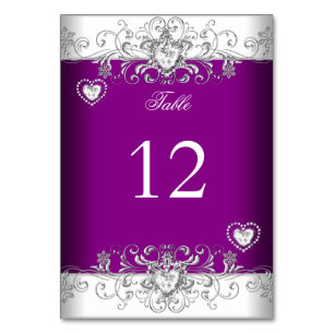 Tischnummer Pflaumenrosa Hochzeit Silber Diamant
