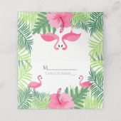 Tischnummer Pink Flamingo Tropical Aloha Platzkarte (Außenseite Aufgefaltet)