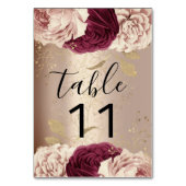 Tischnummer Pink Florals Rose Marsala Burgund (Vorderseite)