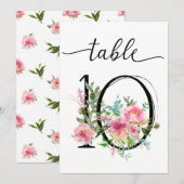 Tischnummer Pink Peonies Tisch Zehn (Vorne/Hinten)