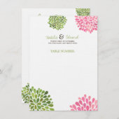 Tischnummer-Platzkarte-u. Hochzeits-Menü-Blüte Menükarte (Vorne/Hinten)