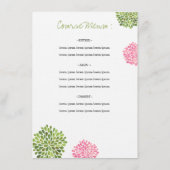 Tischnummer-Platzkarte-u. Hochzeits-Menü-Blüte Menükarte (Rückseite)